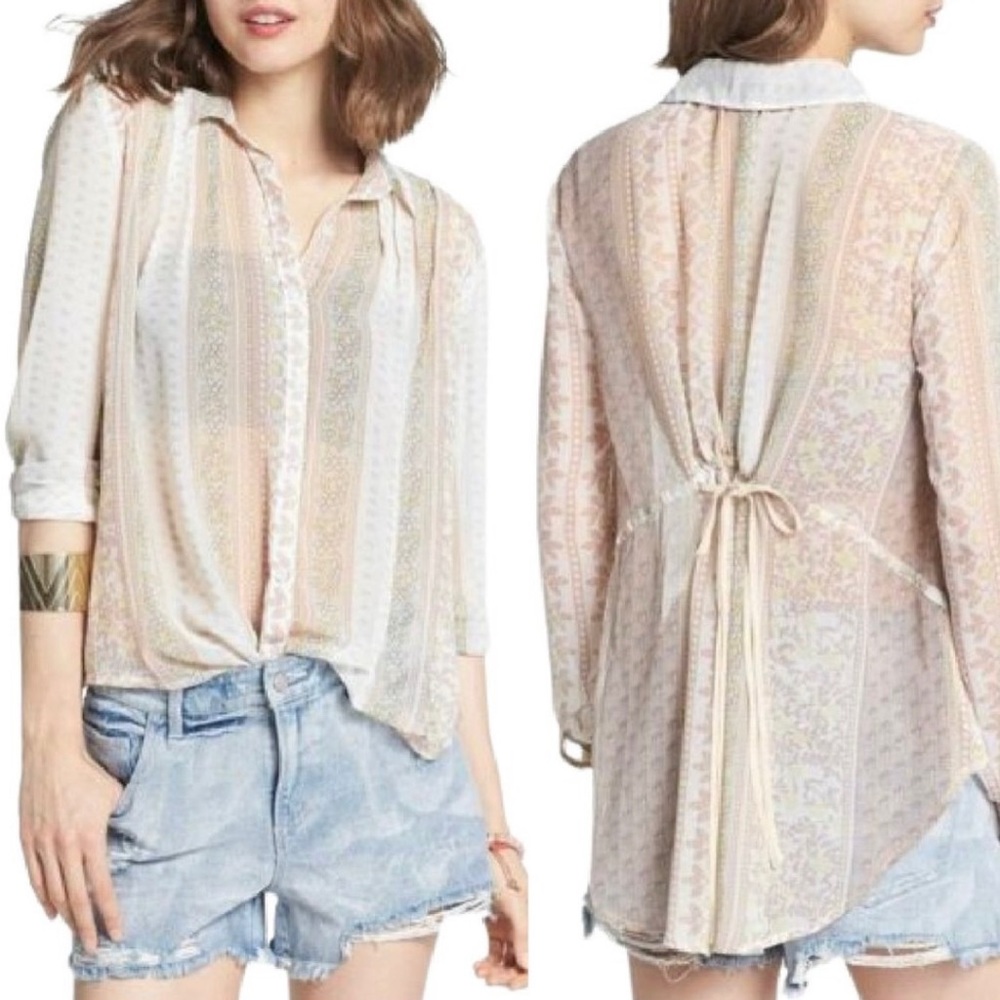 Free People Moonlight Mile Penny Sheer Top inOff White